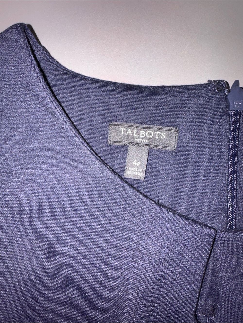Talbots Navy Dress with White Trim Size 4P - Picture 2 of 7